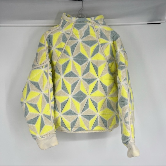 Free People Movement Mountain High Yellow Blue Geometric Print Sherpa Puffer NWT - Picture 9 of 10